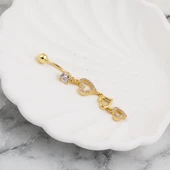 Kalp Sallantılı 14 Ayar Altın Göbek Piercing thumbnail 2