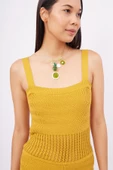 Peraluna IRIS JUMPSUIT Ajurlu Kadın Triko Tulum - Hardal thumbnail 4