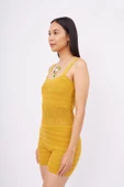 Peraluna IRIS JUMPSUIT Ajurlu Kadın Triko Tulum - Hardal thumbnail 5