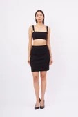 Peraluna EVA SKIRT Kadın Triko Mini Etek - Siyah thumbnail 6