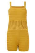 Peraluna IRIS JUMPSUIT Ajurlu Kadın Triko Tulum - Hardal thumbnail 8