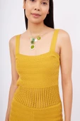 Peraluna IRIS JUMPSUIT Ajurlu Kadın Triko Tulum - Hardal thumbnail 3