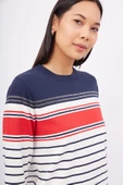 Peraluna SOFIA PULLOVER Çizgili Organik Pamuk Kadın Kazak  - Lacivert Multi thumbnail 4
