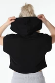 Kadın Baskılı Kapüşonlu Crop Sweat K.gri thumbnail 9