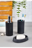 3 Parça Çizgili Banyo Seti Siyah thumbnail 2