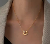 Taşlı Gold paslanmaz kolye Sns202877 thumbnail 2