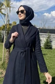 Selin Lacivert Kaşe Kaban thumbnail 2