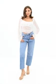 Kadın Şifon Crop Bluz 1734-24 thumbnail 7