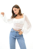 Kadın Şifon Crop Bluz 1734-24 thumbnail 9