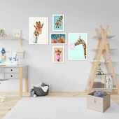 Cute Giraffe Çerçeveli Poster Seti thumbnail 1