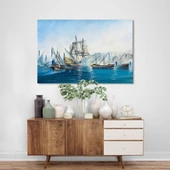 Mavi Ve Yelkenliler Kanvas Tablo thumbnail 1