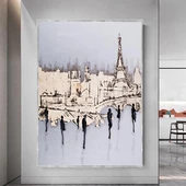 Şehir Silüeti 2 Yağlı Boya Dokulu Tablo thumbnail 2