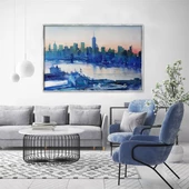Blue City - Yağlı Boya Dokulu Tablo thumbnail 1