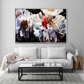 White Flowers - Yağlı Boya Dokulu Tablo thumbnail 1