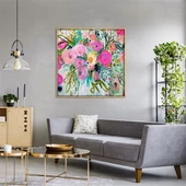 Abstract Flowers - Yağlı Boya Dokulu Tablo thumbnail 2