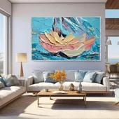 Mavi Pembe 3D Yoğun Yağlı Boya Tablo thumbnail 2