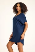V Yaka Dökümlü Rahat Kalıp Penye Elbise thumbnail 11