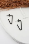 Kadın 316L Paslanmaz Çelik Basic Geometrik 3 cm V Model Küpe thumbnail 1