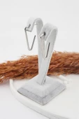 Kadın 316L Paslanmaz Çelik Basic Geometrik 3 cm V Model Küpe thumbnail 2