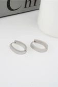 Kadın 316 L Paslanmaz Çelik 2,5 cm Elips Model Küpe thumbnail 3