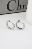 Kadın 316 L Paslanmaz Çelik 2 cm Oval Model Küpe thumbnail 1