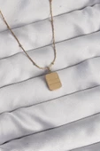 316L Çelik Gold Renk Kare Charm Model Kolye thumbnail 1