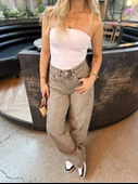 Kadın Eskitme Baggy Jean Mavi thumbnail 2