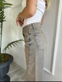 Kadın Eskitme Baggy Jean Mavi thumbnail 6