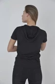 Kapşonlu Slim Fit T-shirt - Siyah thumbnail 1