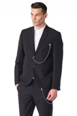 CEKMON Erkek Regular Fit Zincir Detaylı Blazer Rahat Klasik Ceket thumbnail 4