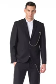 CEKMON Erkek Regular Fit Zincir Detaylı Blazer Rahat Klasik Ceket thumbnail 2