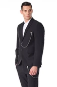 CEKMON Erkek Regular Fit Zincir Detaylı Blazer Rahat Klasik Ceket thumbnail 3