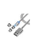 Iphone Lightning Samsung Micro Usb Type C Mıknatıslı Şarj Kablosu thumbnail 1