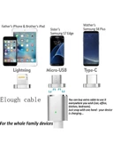 Iphone Lightning Samsung Micro Usb Type C Mıknatıslı Şarj Kablosu thumbnail 4