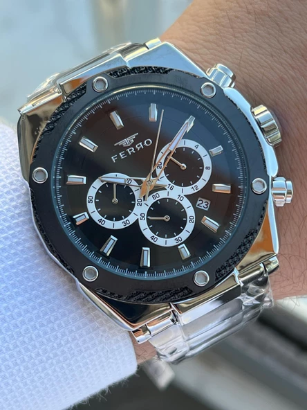 Ferro Çelik Kordon İç Fonksiyonları Aktif Chronograph 30 Mt Su Geçirmez Erkek Kol Saati EFM.31397.J2 ürün görseli 1