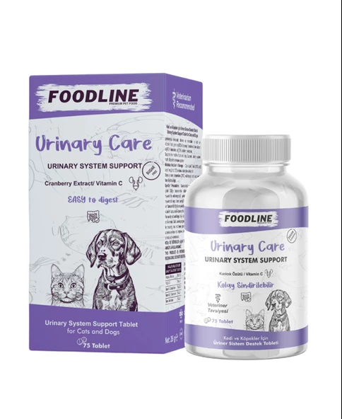 Foodline Urinary Care 75 Tablet Kedi ve Köpekler için İdrar Sağlığını Destekleyici ürün görseli 1