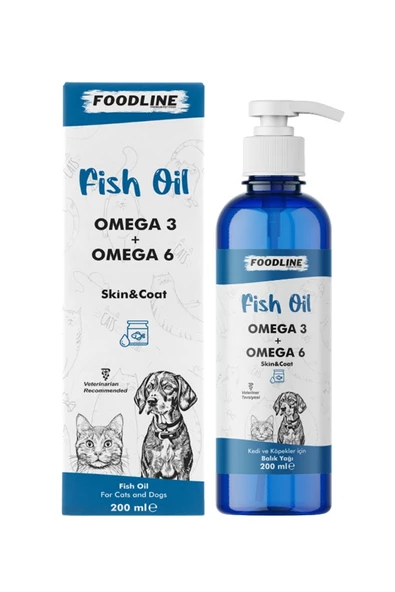 Foodline Fish Oil 200 ml Omega 3&6 İçerikli Balık Yağı Kedi ve Köpekler İçin Tüy ve Genel Sağlık Destekleyici ürün görseli 1