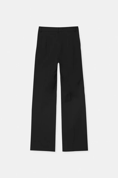 Pull & Bear Siyah Dikiş Detaylı Şık Pantolon - Resim 3