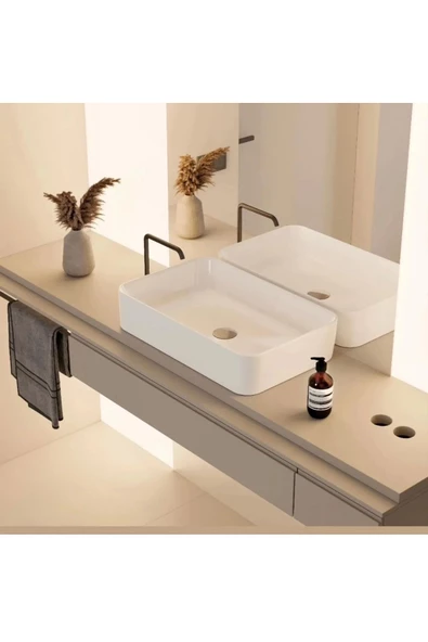 Turkuaz  Hera Tezgahüstü Lavabo 60x38 cm (Bataryasız Lavabo) ürün görseli 1