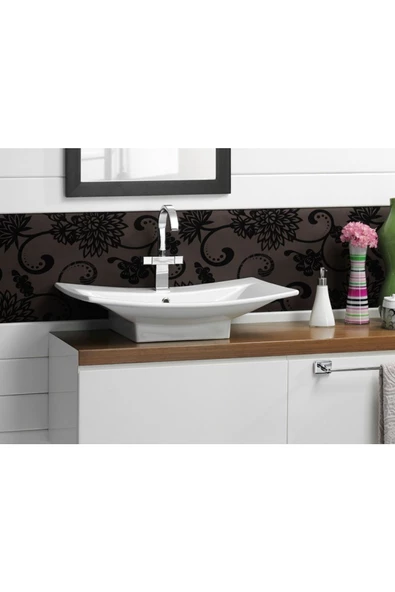 Turkuaz  Bella Tezgahüstü Lavabo 70x45 cm (Duvara Sıfır Lavabo) ürün görseli 1