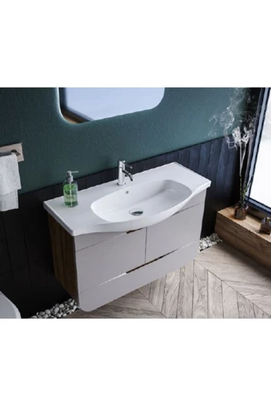 Turkuaz  Lila Etajerli Lavabo 80x46,5cm ürün görseli 1