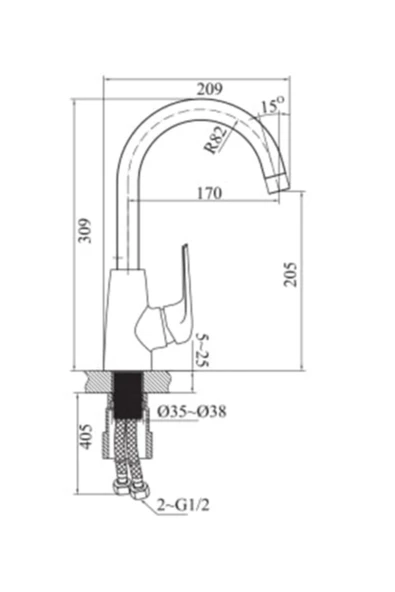 Turkuaz  Nil Ergonomik Lavabo Bataryası - Resim 2