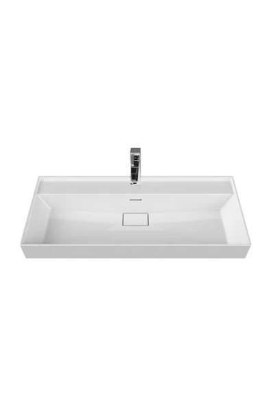 Turkuaz  Sharp Etajerli Lavabo 100x48 Cm - Resim 3