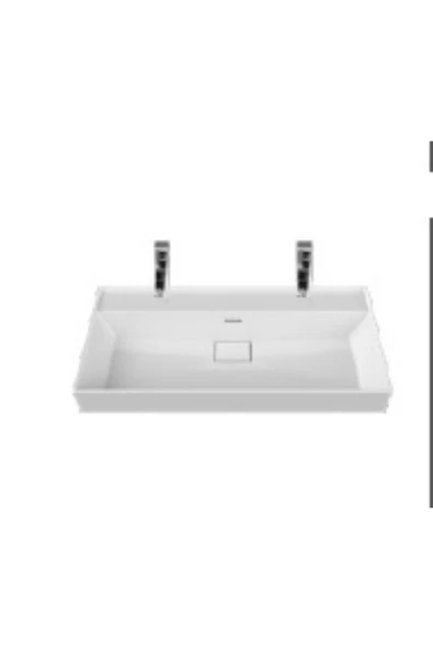 Turkuaz  Sharp Etajerli Lavabo 100x48 cm (Tek Hazneli Çift Batarya Delikli) ürün görseli 1