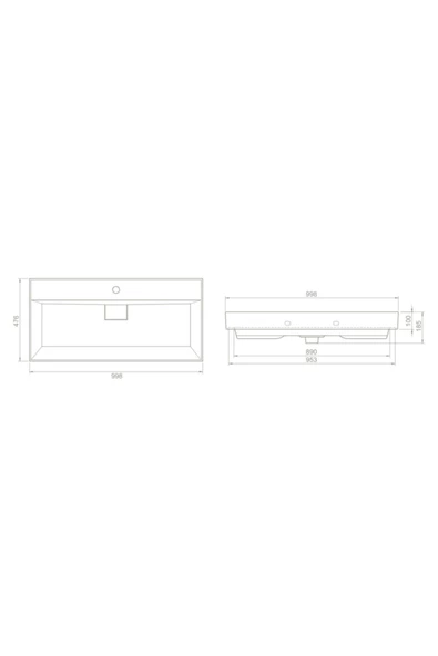 Turkuaz  Sharp Etajerli Lavabo 100x48 Cm - Resim 4