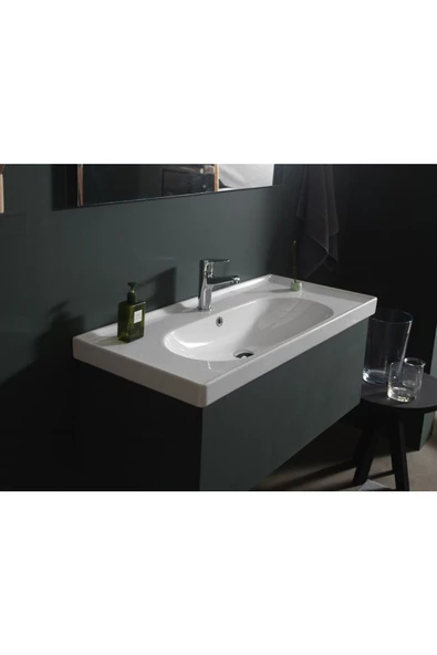 Turkuaz  Arya Etajerli Lavabo 120x45 cm ürün görseli 1