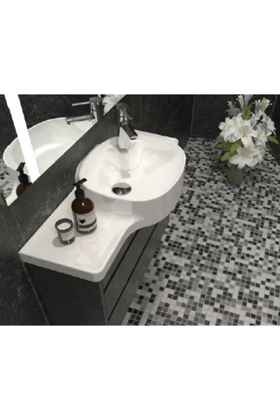Turkuaz  Harmony Etajerli Lavabo 100x37,5x26,4 cm (Sağdan Hazneli) ürün görseli 1