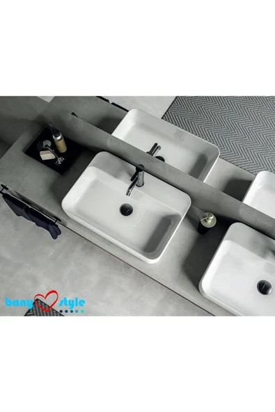Turkuaz  Hera Tezgahüstü Lavabo 80x48 cm ürün görseli 1