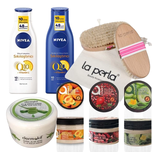 Nivea Sıkılaştırıcı Vücut Losyonu + Vücut Sütü Q10 Vitamin C 250 ml 48 Saat Nemlendirme +3 Lü Peelin ürün görseli 1