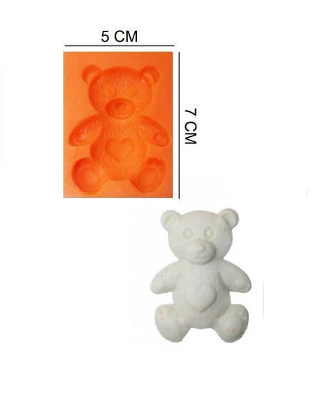 ŞEKER HAMUR KALIBI SİLİKON AYICIK KALPLİ 5*7 CM ürün görseli 1